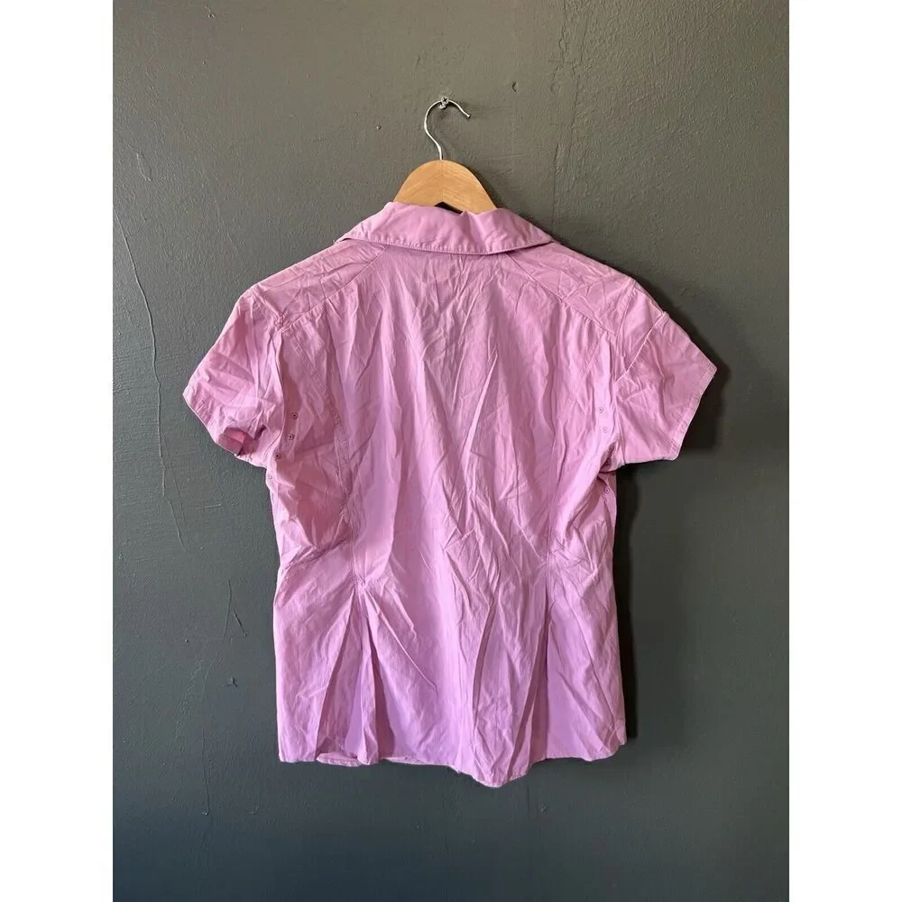 Mountain Hardwear Womens Purple Short Sleeve Button Up Shirt Nylon Size 10